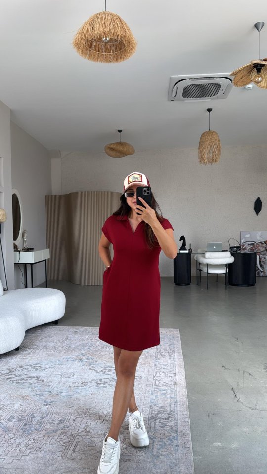 Kadın Polo Yaka Mini Elbise