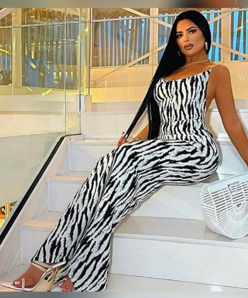 Kadın Kadın Ip Askılı Dökümlü Yaka Zebra Desen Maxi Boy Elbise