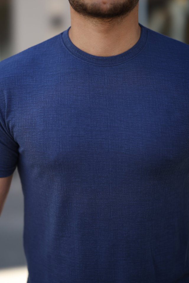 Erkek Ağaç Kabuğu Desenli Kısa Kollu T-shirt
