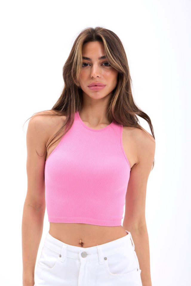 SPORCU YARIM T-SHİRT-PEMBE