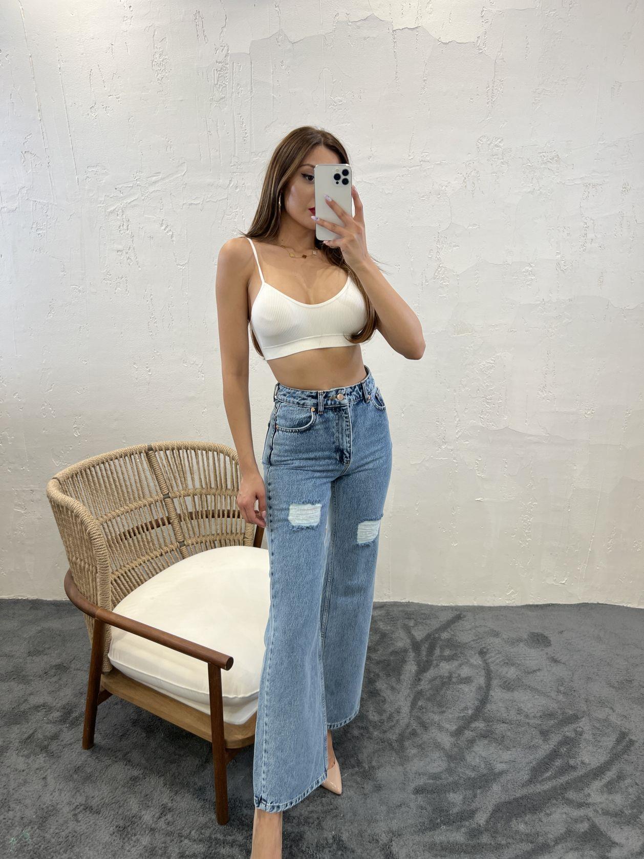 DENİM SLIM PALAZZO FIT-MAVİ