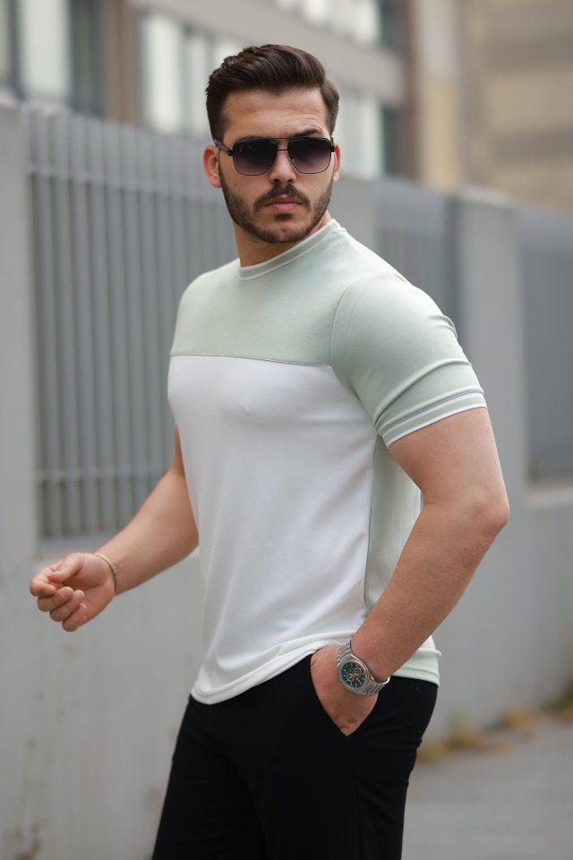 Erkek Parçalı Renk Kısa Kollu Tişört