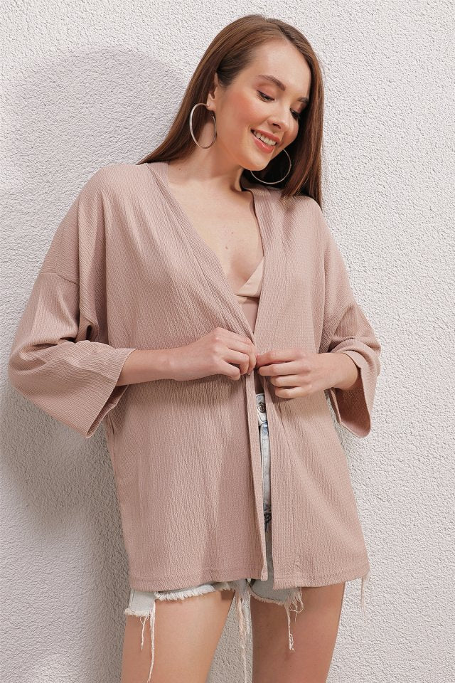 Örme Kimono - Bej