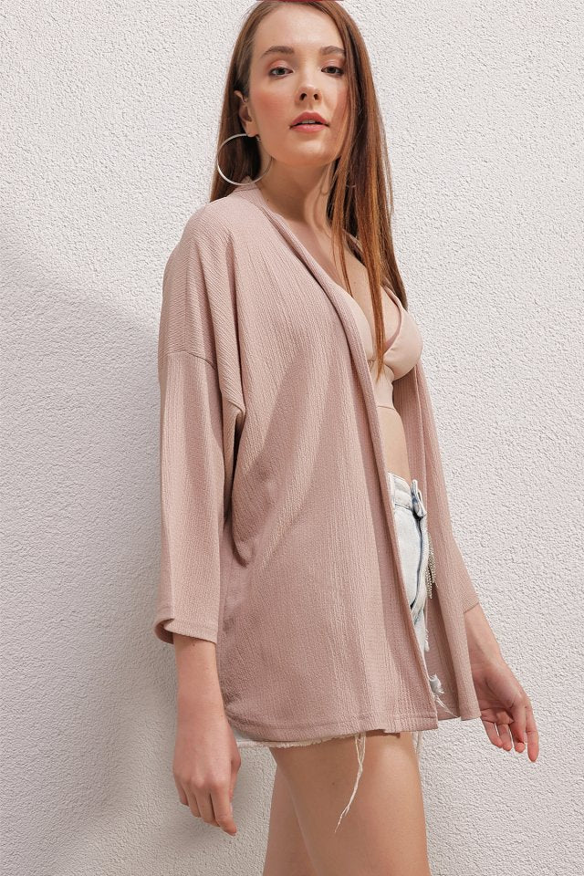 Örme Kimono - Bej