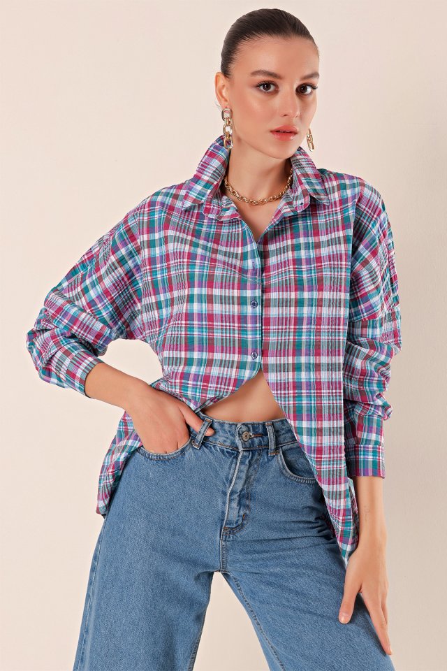 Oversize Uzun Basic Gömlek - A. Kiremit