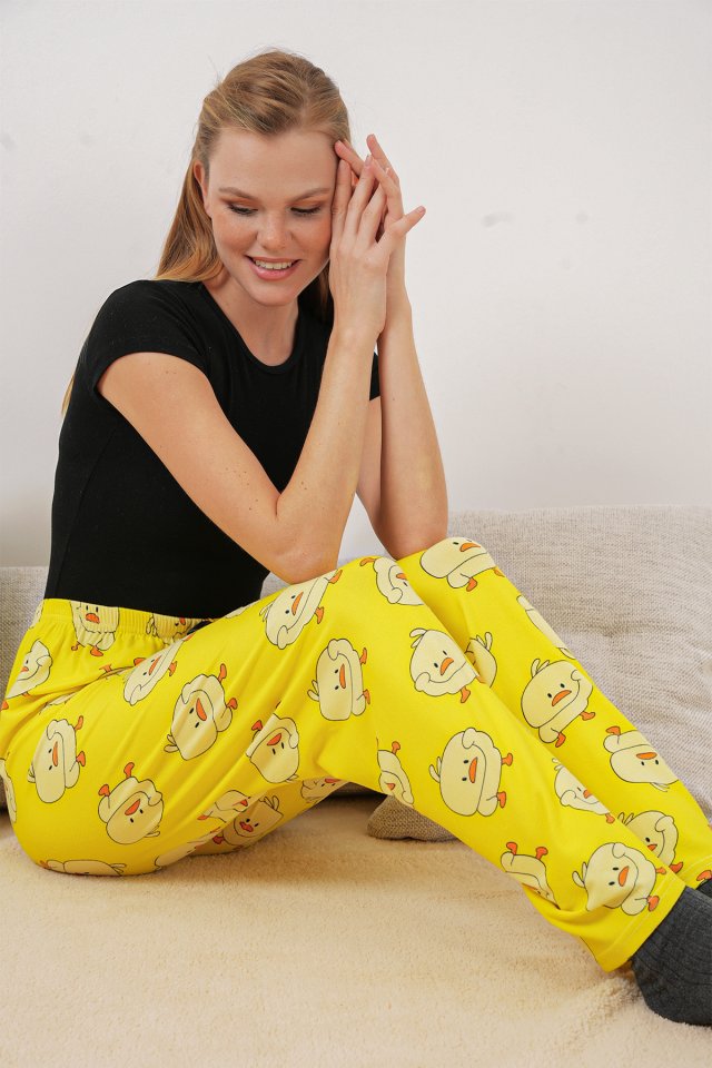 Desenli Pijama Altı - Sarı