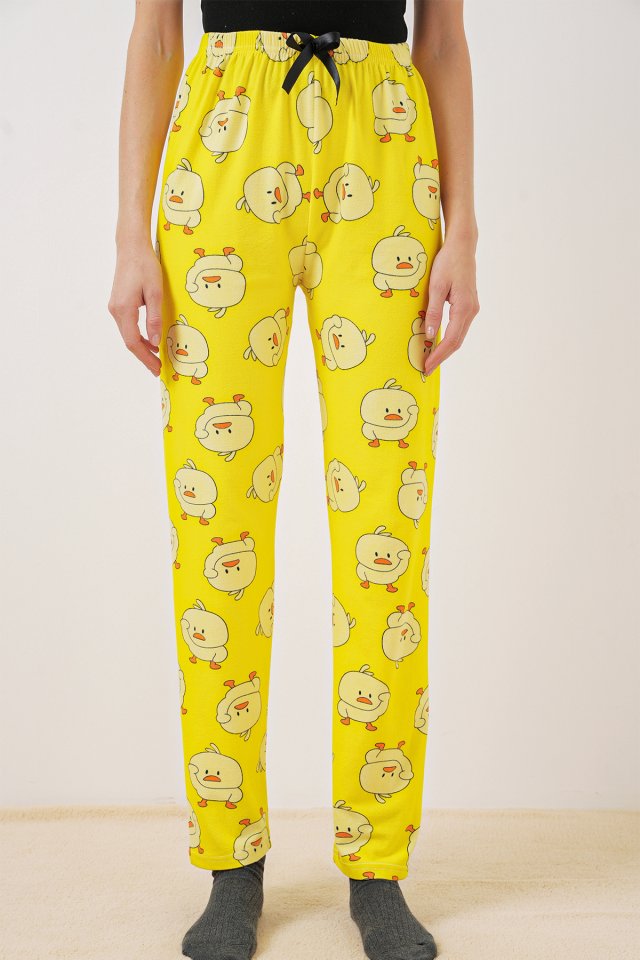 Desenli Pijama Altı - Sarı