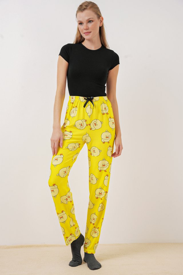 Desenli Pijama Altı - Sarı