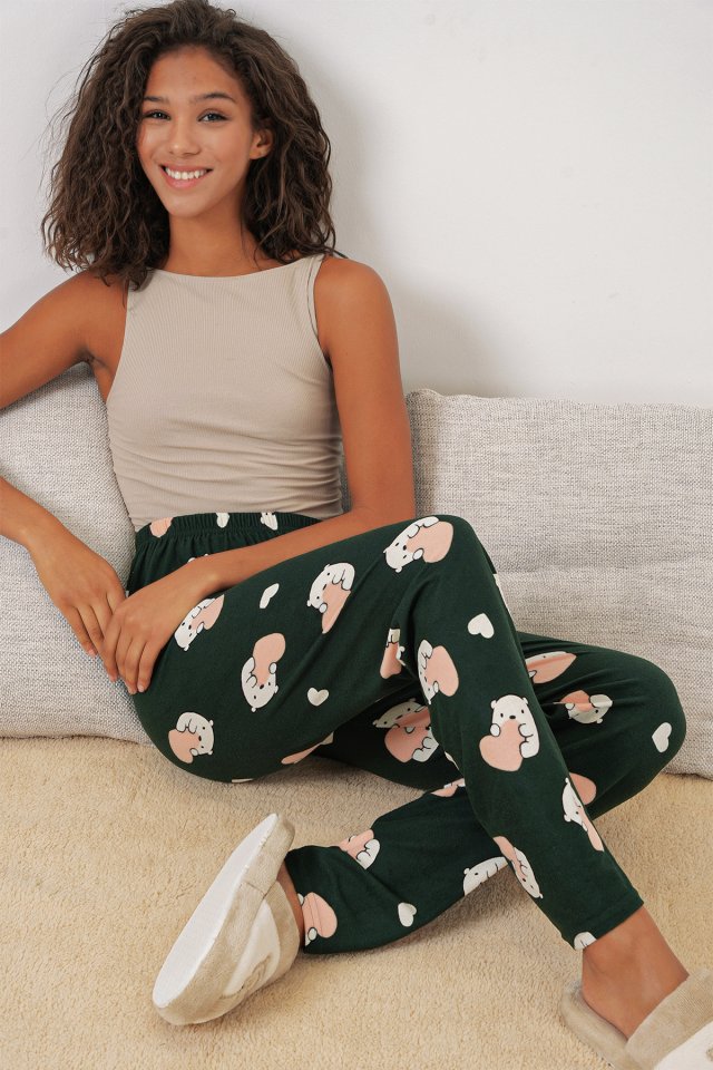 Desenli Pijama Altı - Y.Zümrüt