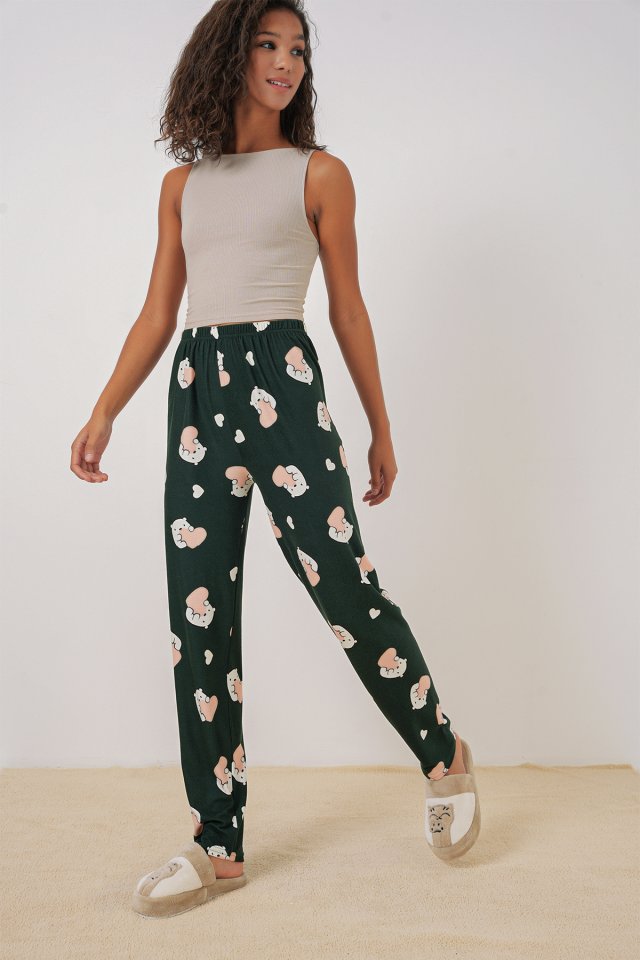 Desenli Pijama Altı - Y.Zümrüt