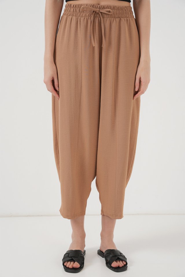 Dokuma Şalvar Pantolon - Camel