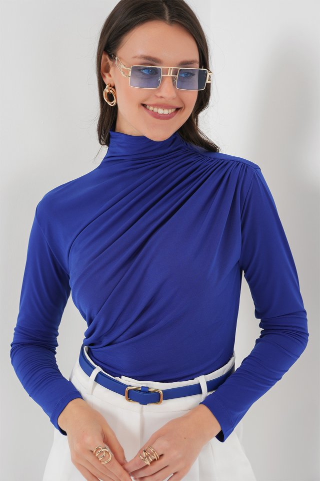 Büzgü Detaylı Sandy Bluz - Saks