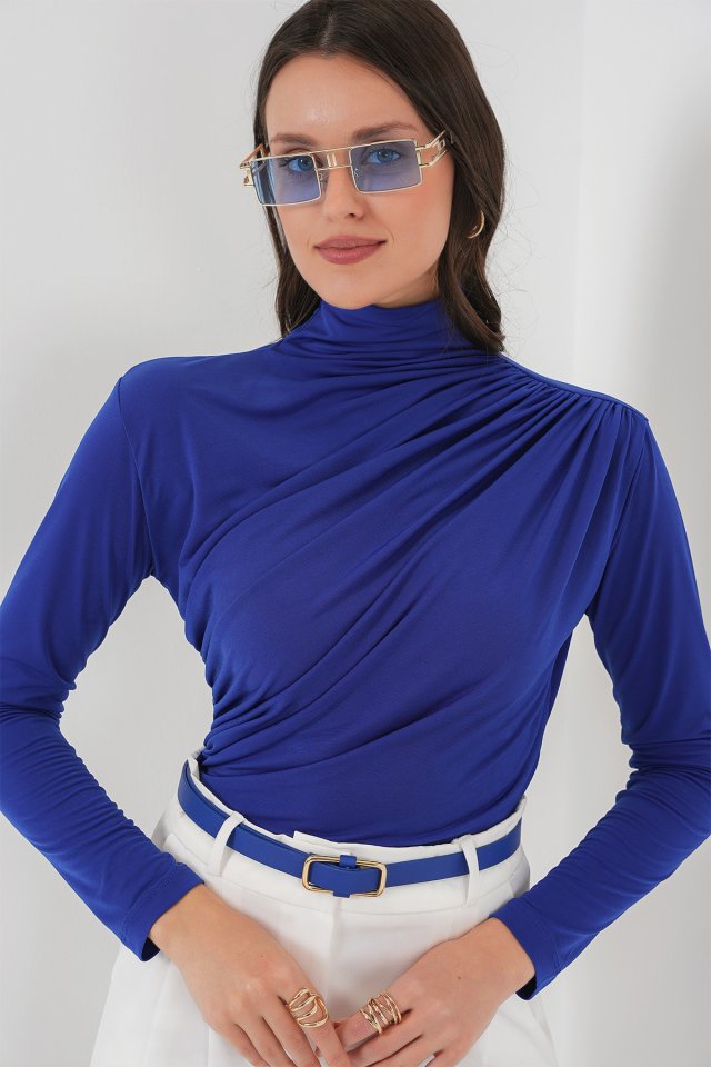 Büzgü Detaylı Sandy Bluz - Saks