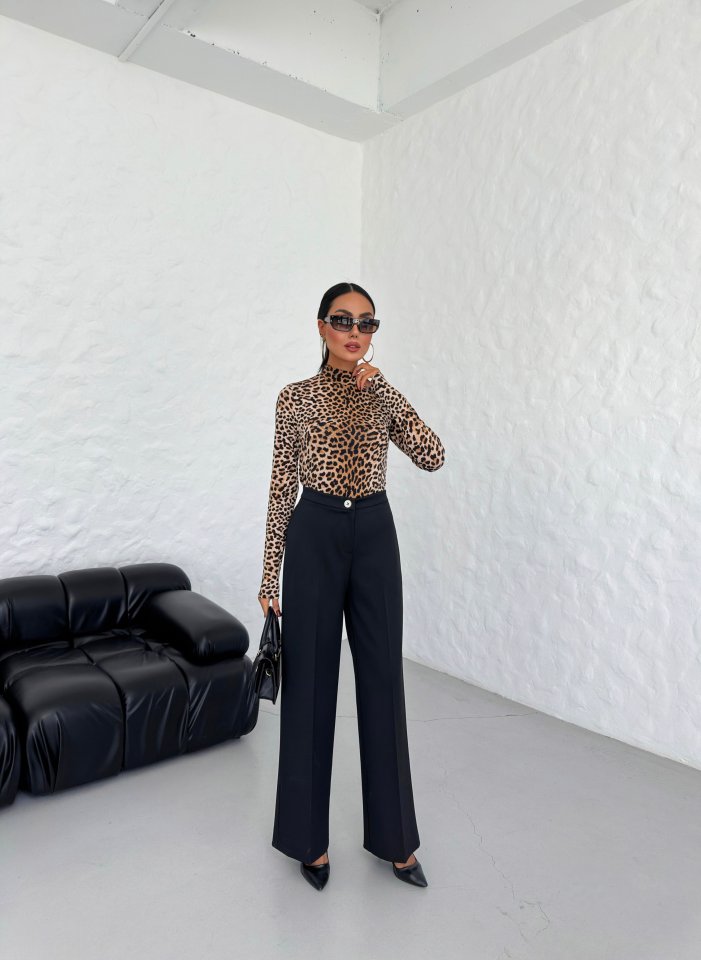 Gr Poly Viscose Lycra Metal Düğme Palazzo Pantolon