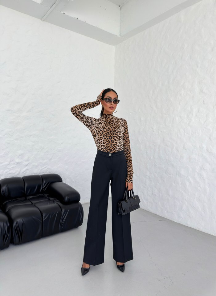 Gr Poly Viscose Lycra Metal Düğme Palazzo Pantolon