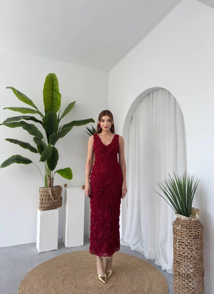 Kren Gül Detaylı Elbise