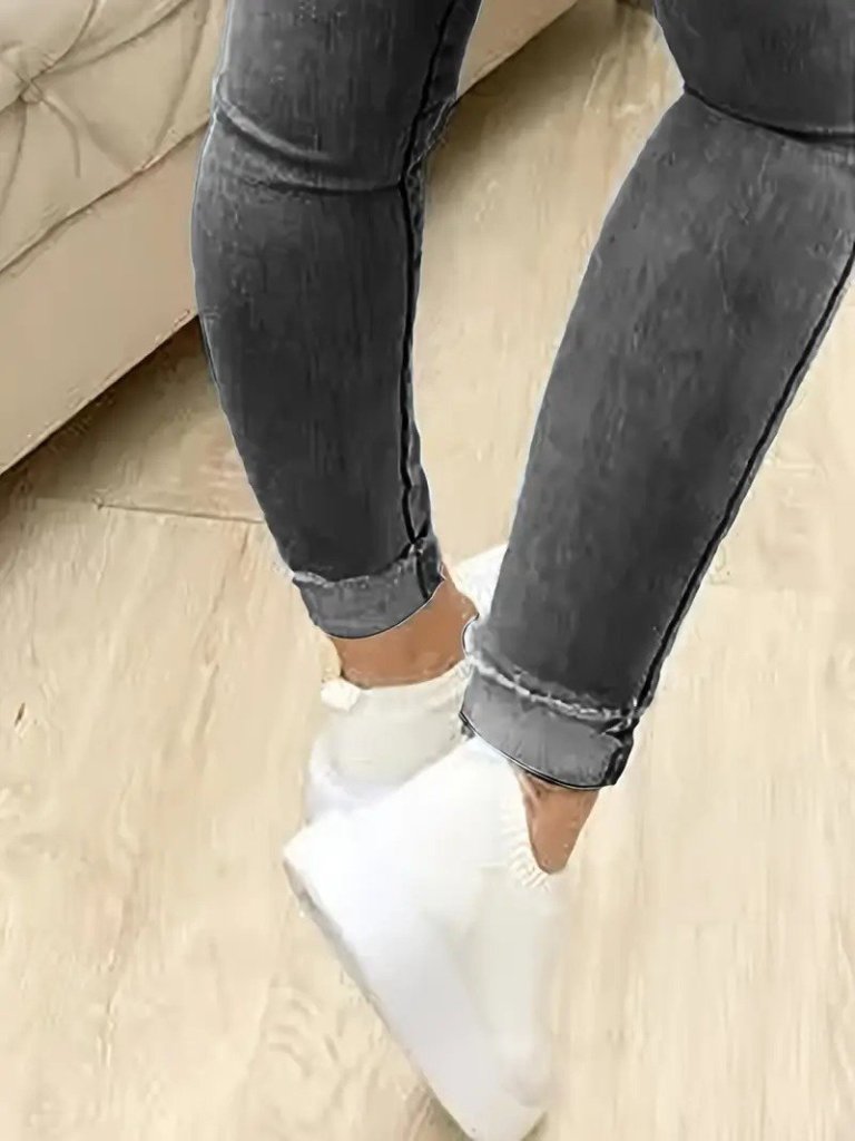 Kadın Yüksek Bel önden Düğmeli Jean Pantolon