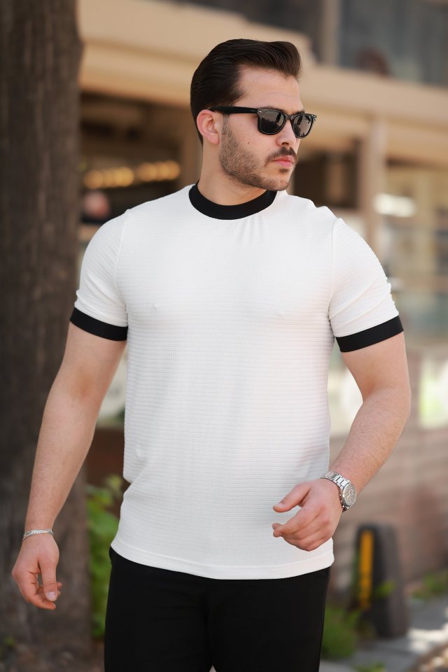 Erkek Bisiklet Yaka örme Pamuklu Kumaş Kısa Kollu T-shirt