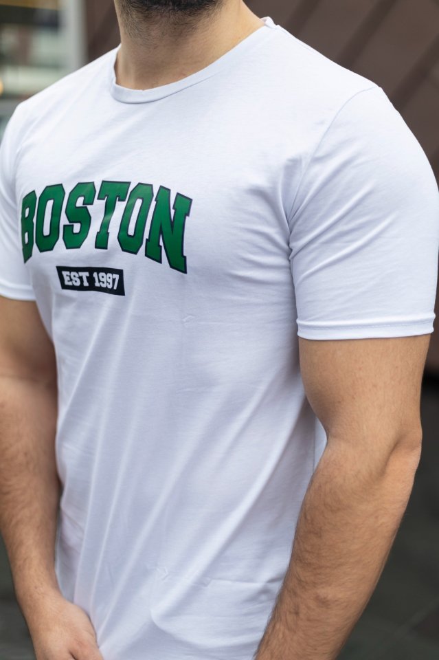 Erkek Boston Baskılı Süprem T-shirt