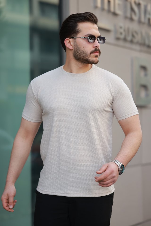 Erkek Kısa Kollu Zigzag Desenli T-shirt